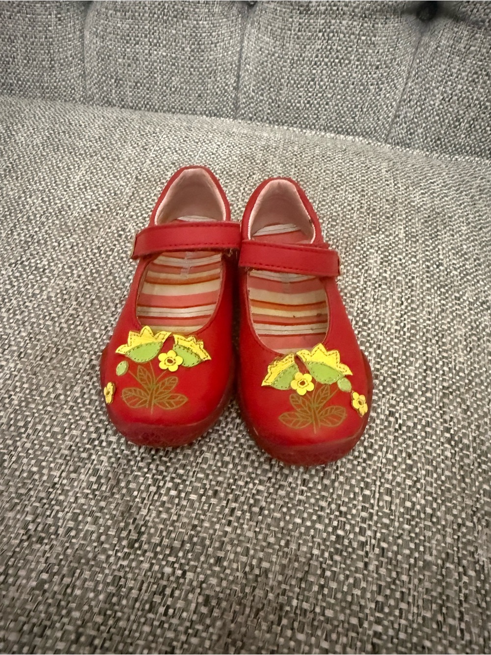 Girls Red Floral Mary Jane Shoes